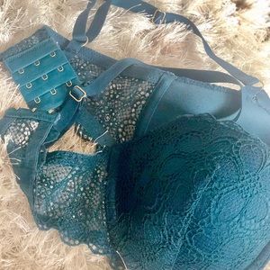 NWOT DKNY Teal Lace Bra 34DD